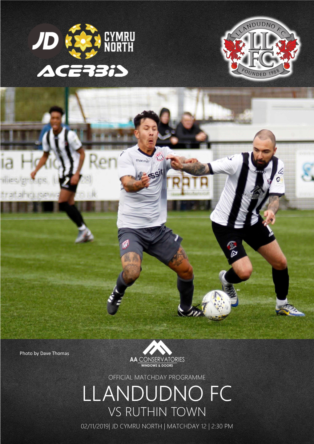 Llandudno Fc Vs Ruthin Town 02/11/2019| Jd Cymru North | Matchday 12 | 2:30 Pm Llandudno Fc Roll of Honours Official Matchday Programme