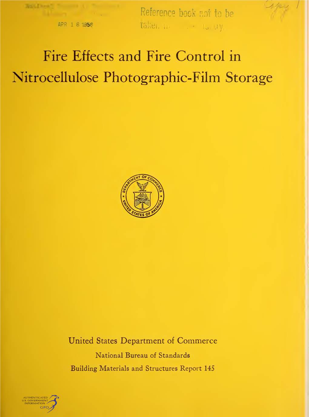 Fire Effects and Fire Control in Nitrocellulose Photographic-Film Storage