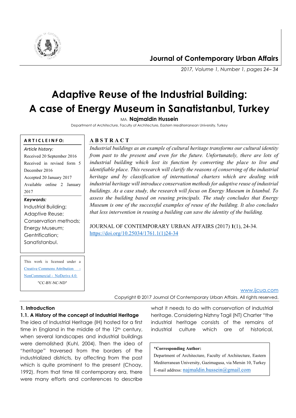 A Case of Energy Museum in Sanatistanbul, Turkey MA