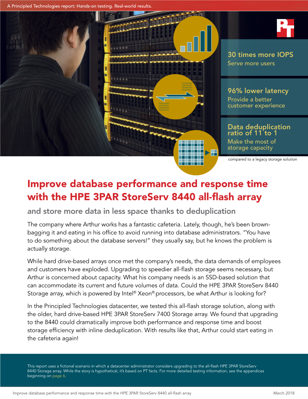 3PAR Storeserv 8440 All-Flash Array and Store More Data in Less Space Thanks to Deduplication the Company Where Arthur Works Has a Fantastic Cafeteria