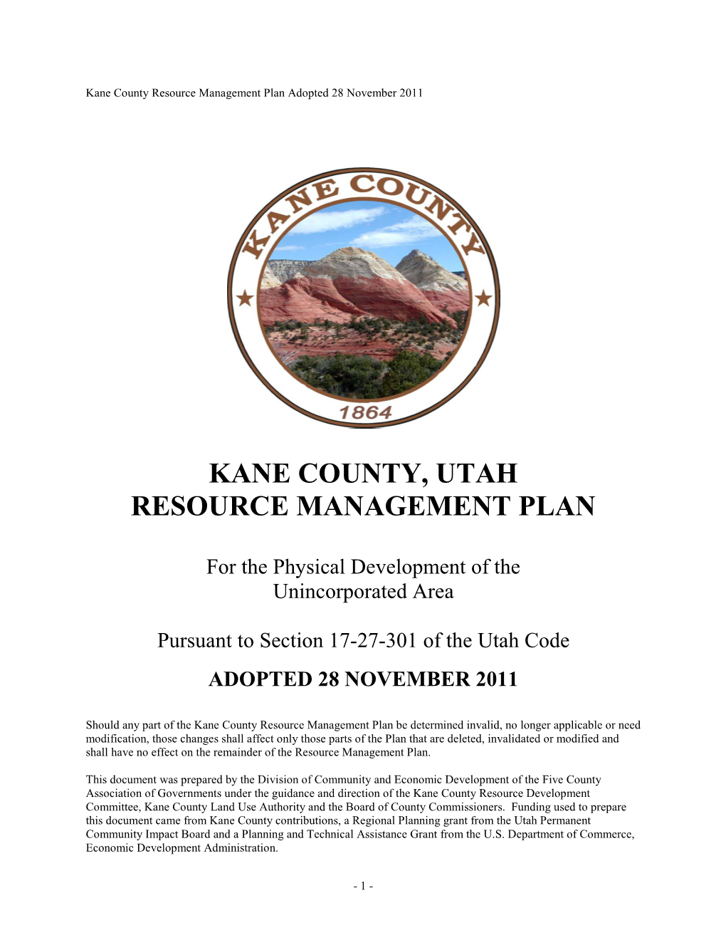 Kane County, Utah Resource Management Plan