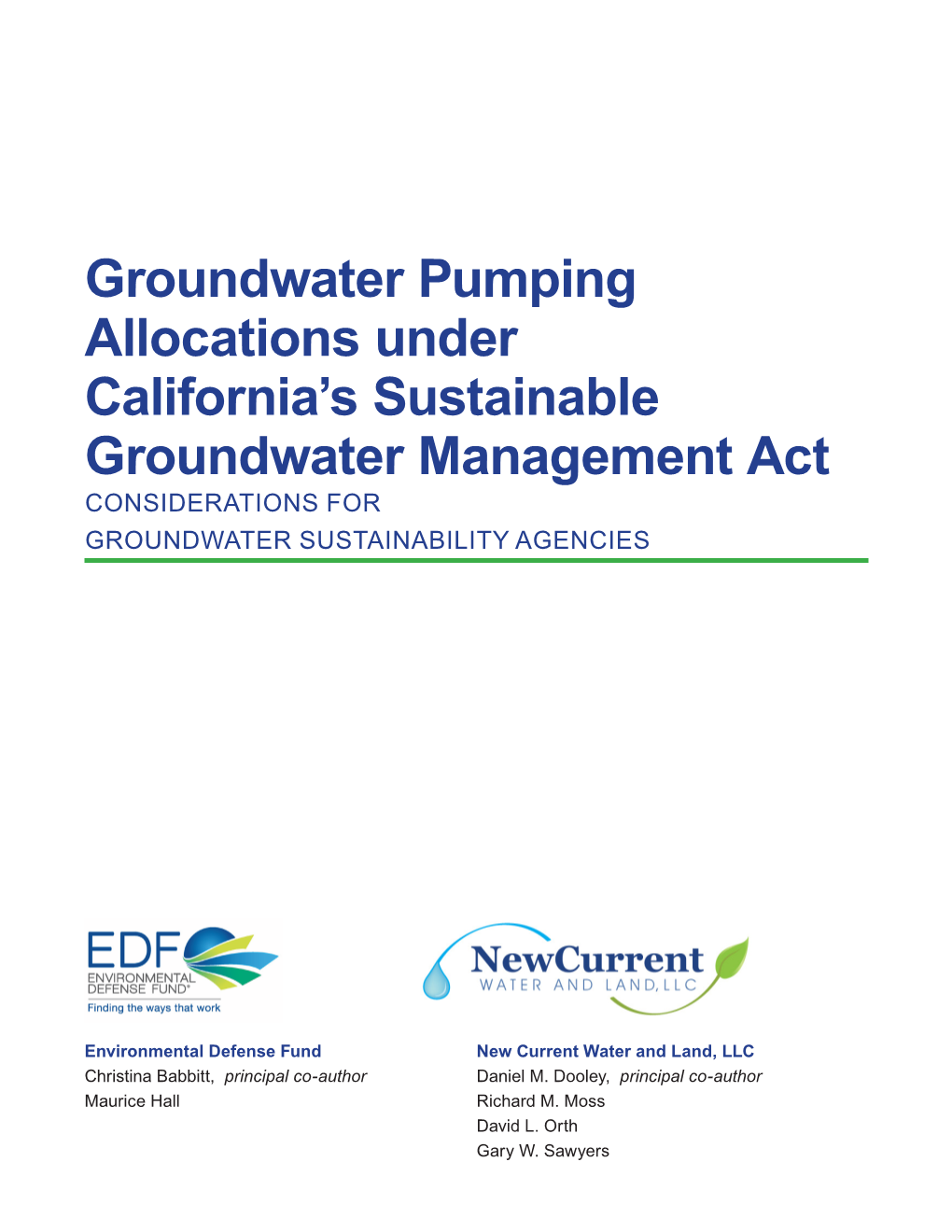 Groundwater Pumping Allocations Under California's Sustainable