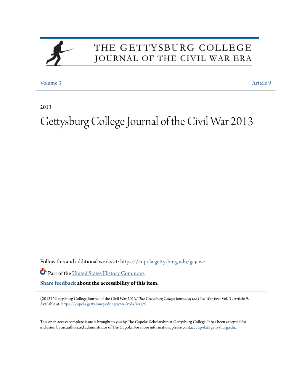 Gettysburg College Journal of the Civil War 2013