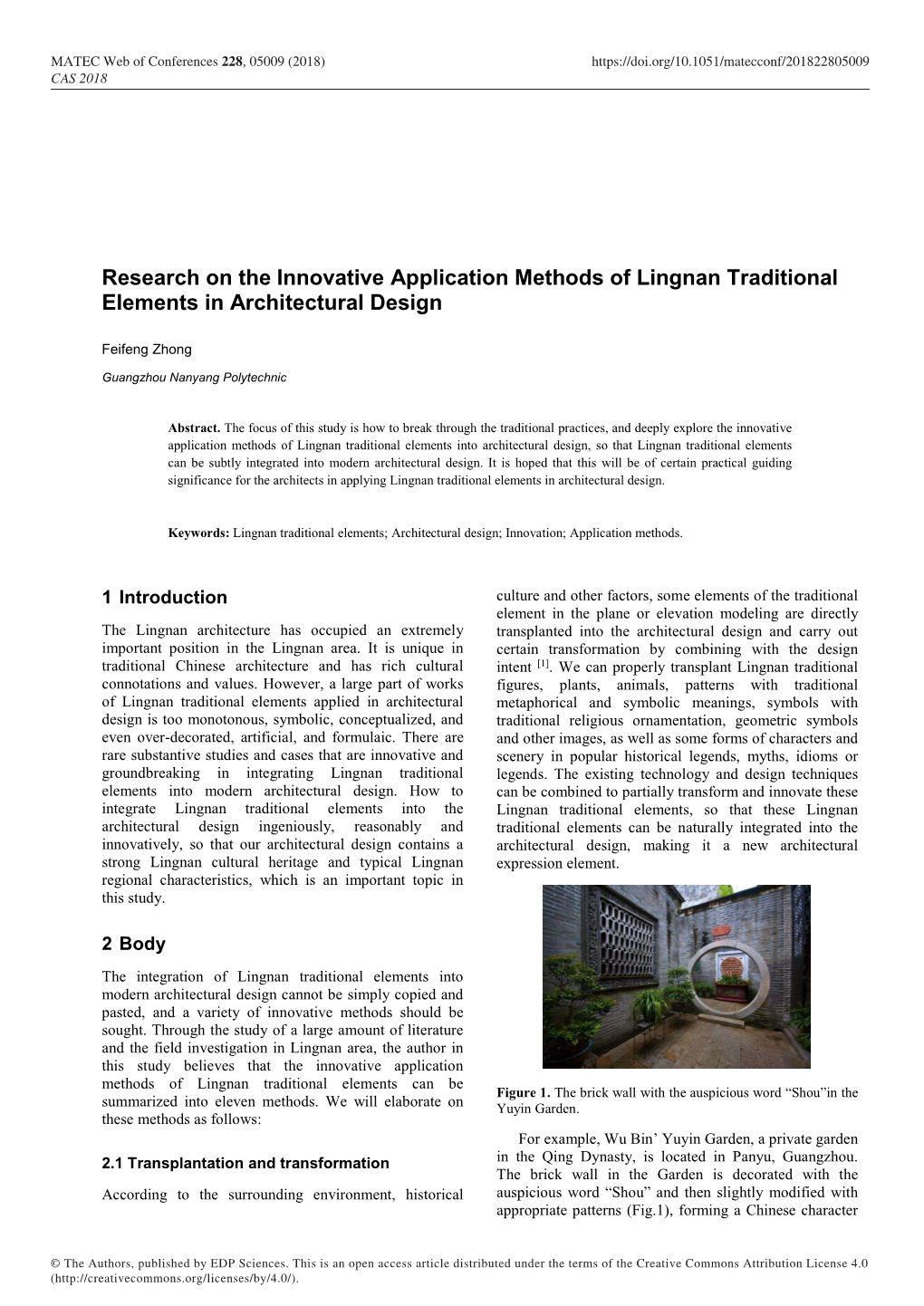 Research on the Innovative Application Methods of Lingnan Traditional Elements in Architectural Design