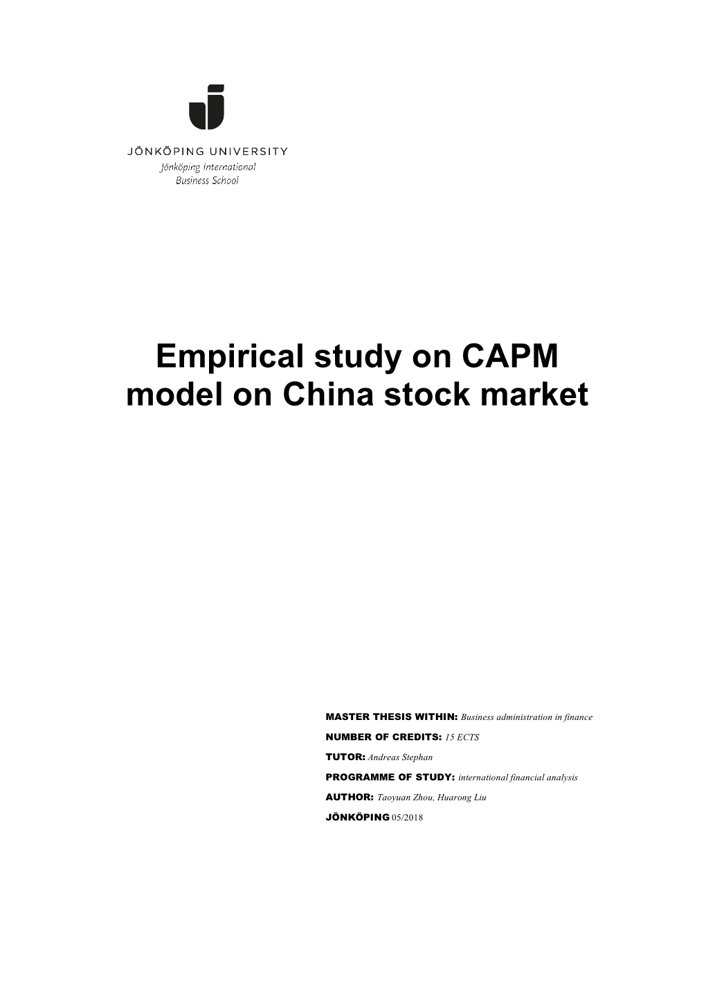 Empirical Study on CAPM Model on China Stock Market