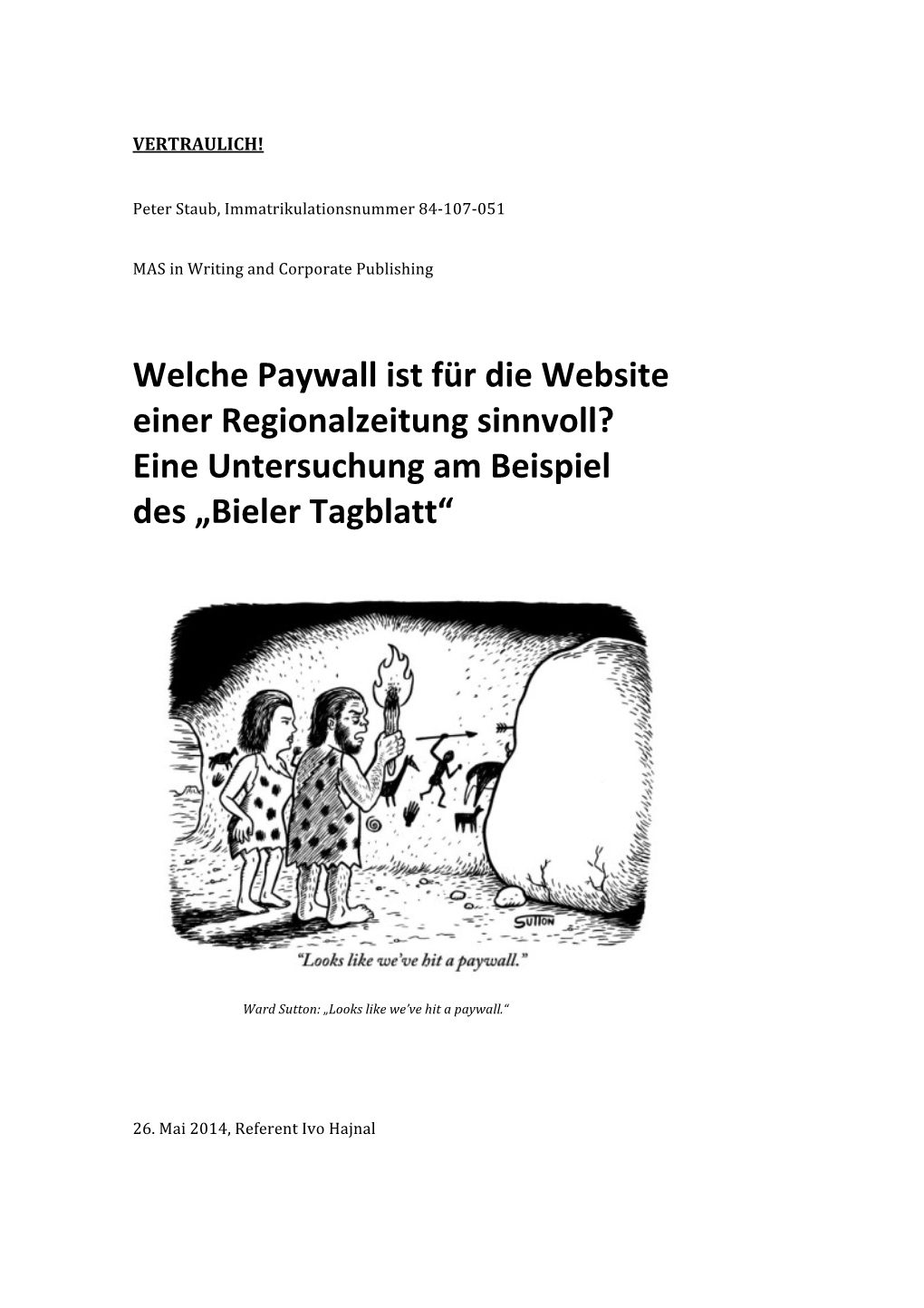 Welche Paywall Ist Für Die Website Einer Regionalzeitung Sinnvoll? Eine Untersuchung Am Beispiel Des „Bieler Tagblatt“