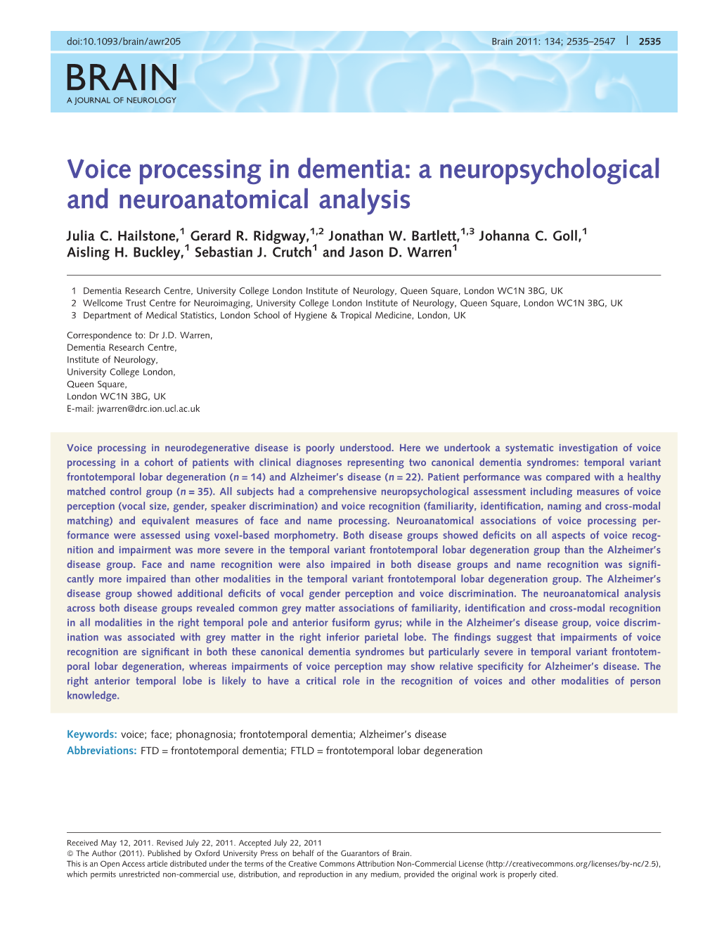 A Neuropsychological and Neuroanatomical Analysis