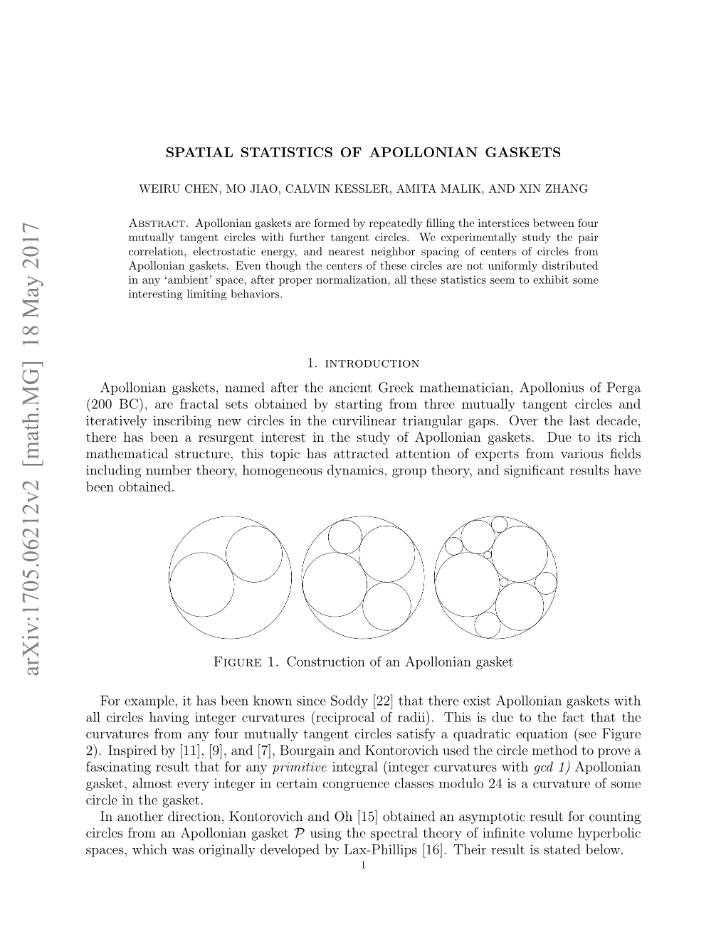 Arxiv:1705.06212V2 [Math.MG] 18 May 2017