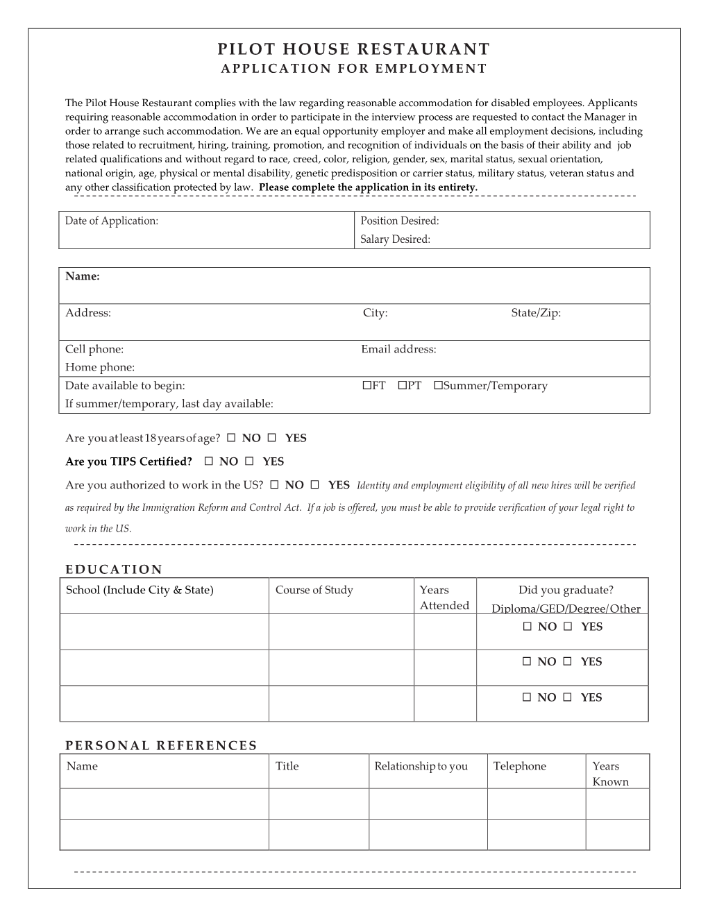 Employment Application