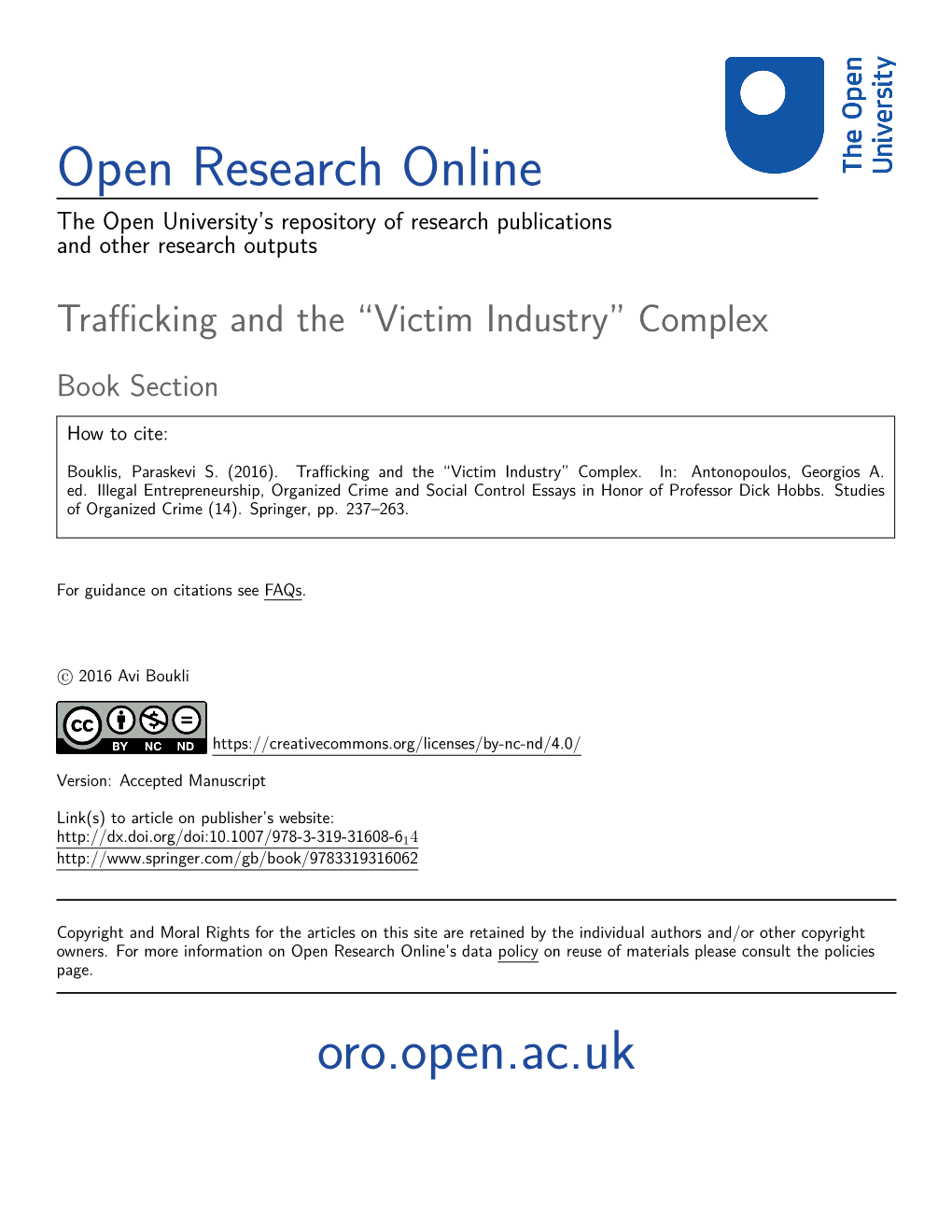 Chapter Trafficking and the “Victim Industry” Complex