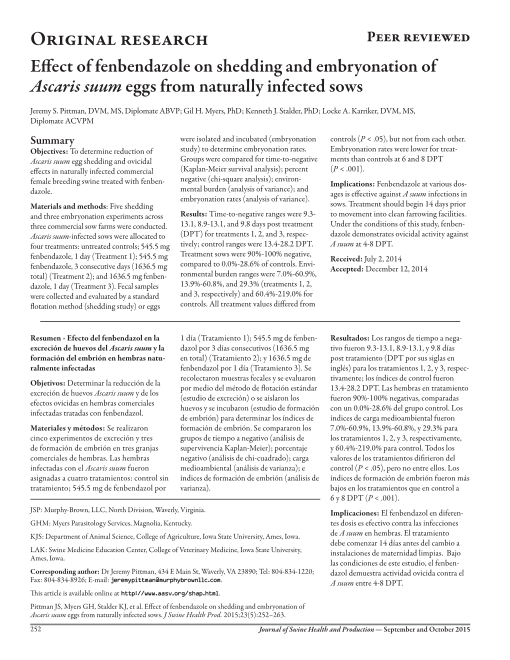 Ascaris Suum Eggs from Naturally Infected Sows