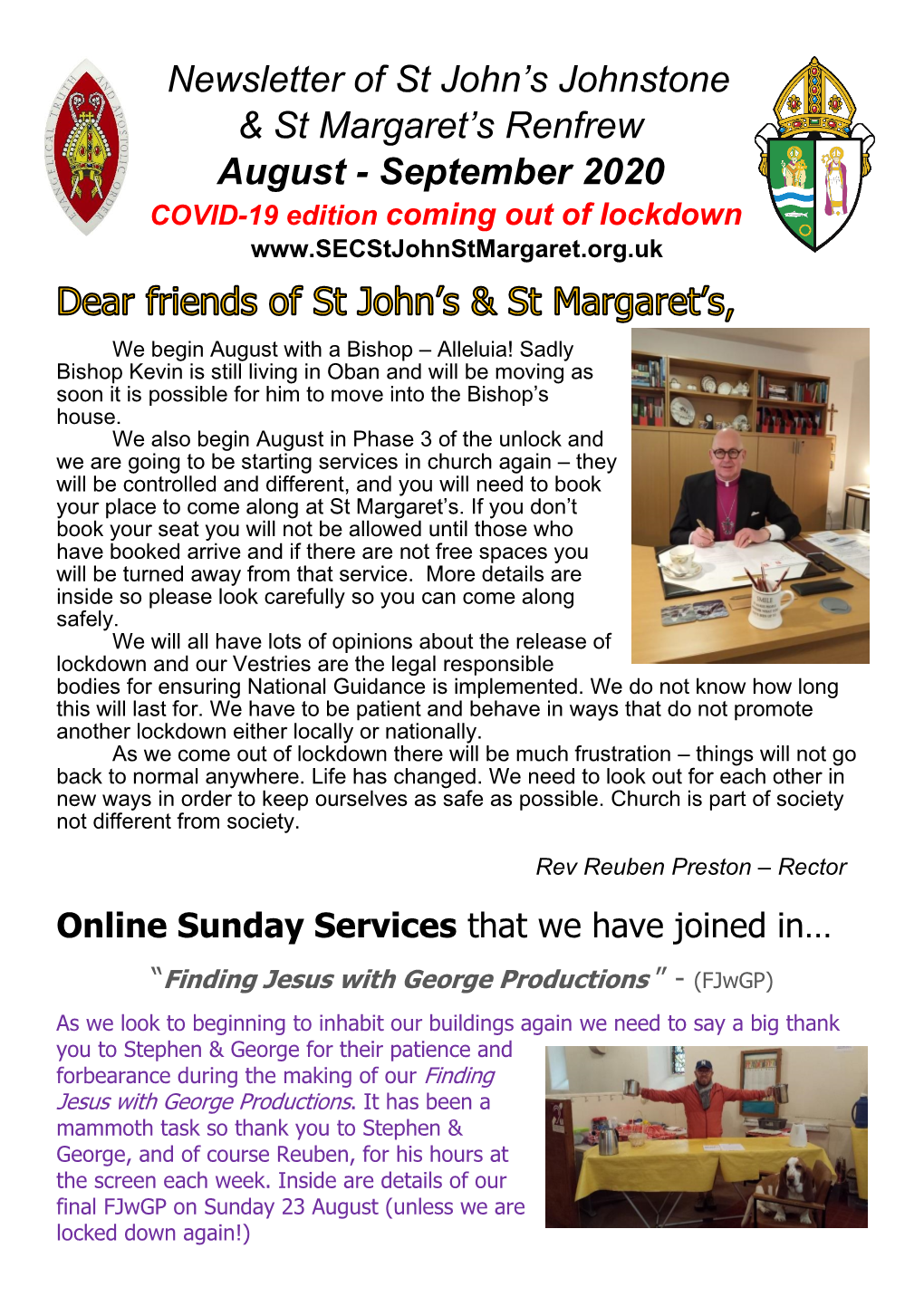 Newsletter of St John's Johnstone & St Margaret's Renfrew August