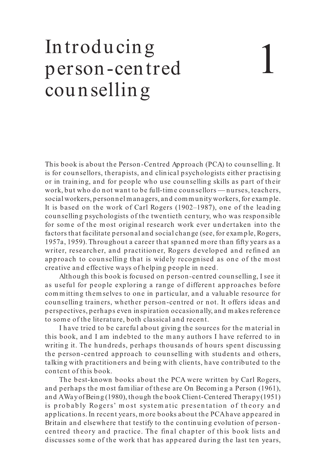 Introducing Person-Centred Counselling 1 Introducing Person-Centred 1 Counselling