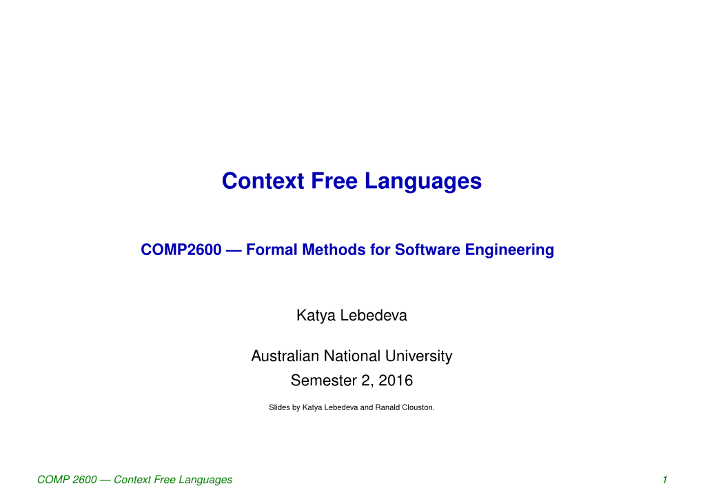 Context Free Languages