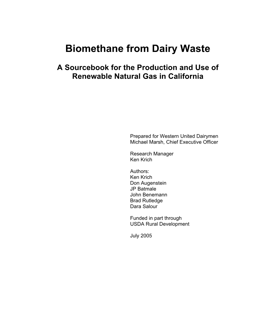 Biomethane from Dairy Waste
