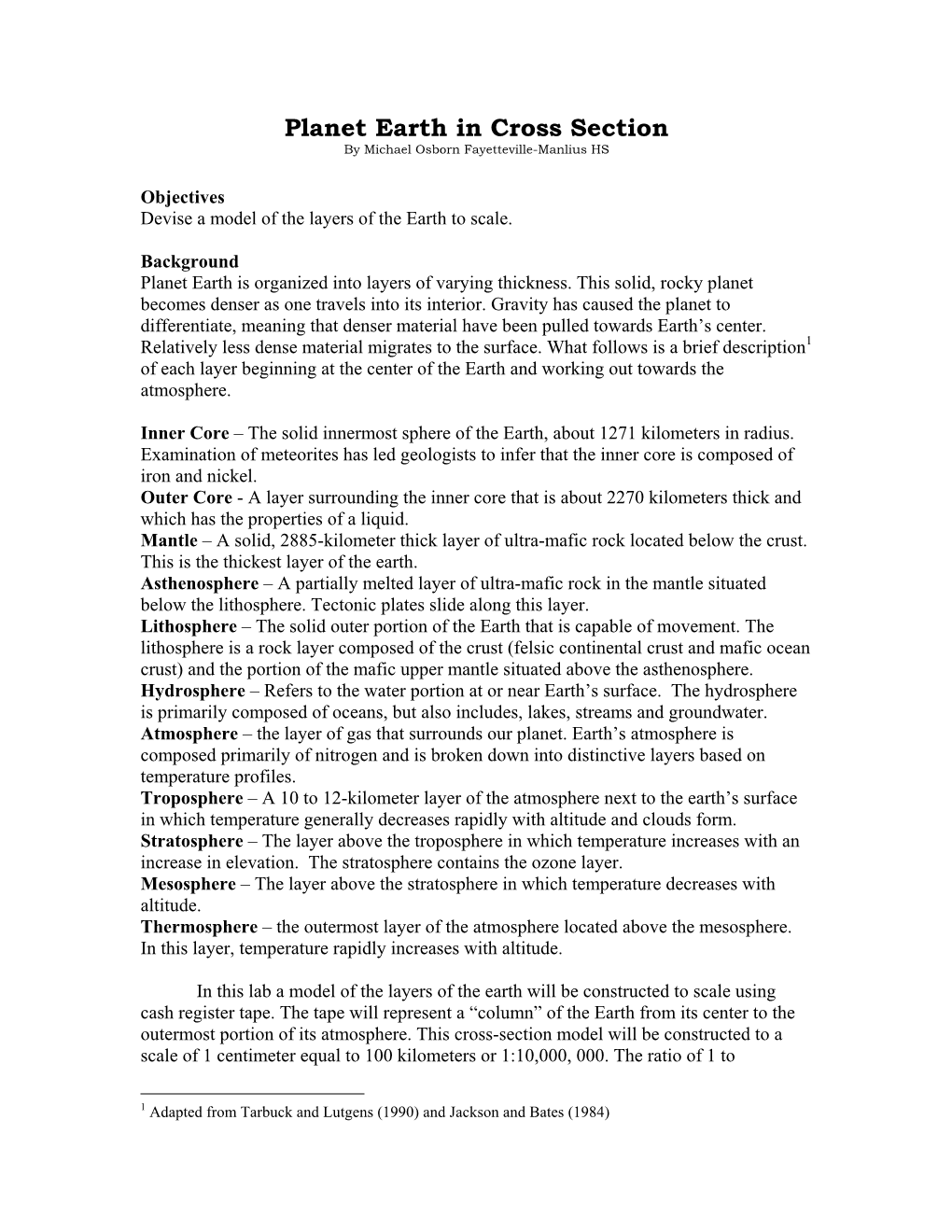 Planet Earth in Cross Section by Michael Osborn Fayetteville-Manlius HS