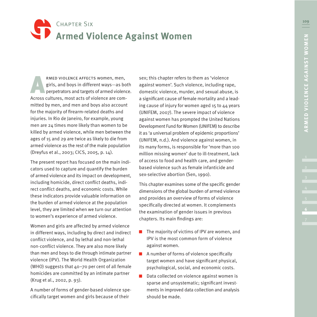 ARMED VIOLENCE AGAINST WOMEN 110 GLOBAL BURDEN of ARMED VIOLENCE Photo Border