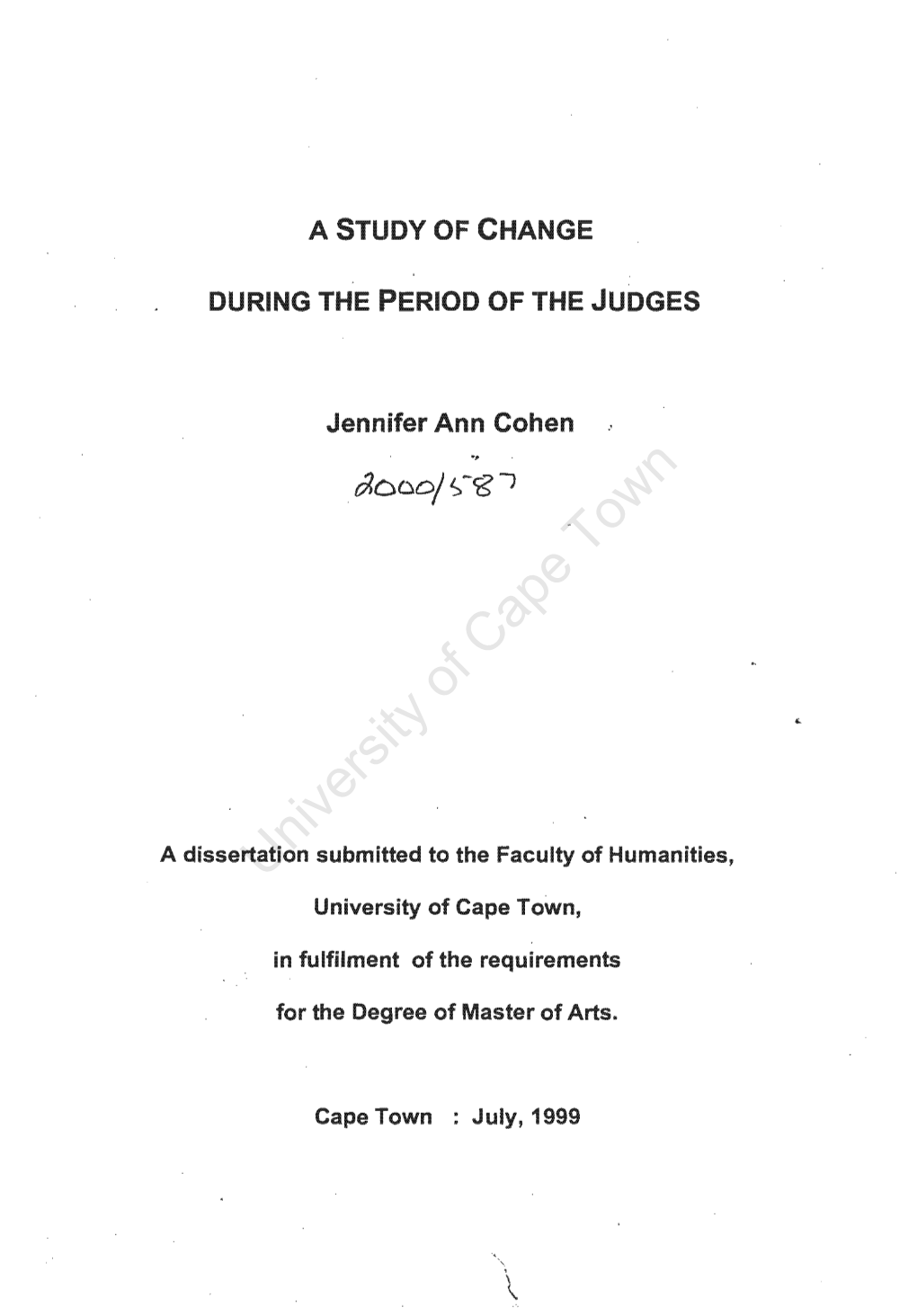 A Study of Change During the Period of the Judges, Including