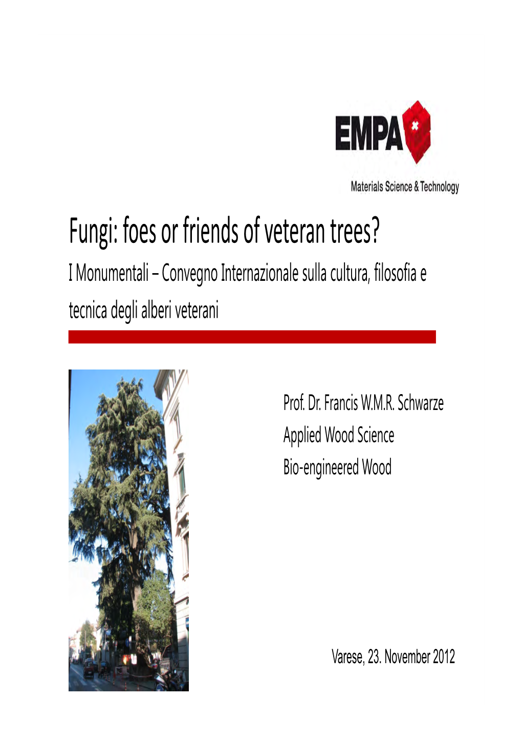 Fungi: Foes Or Friends of Veteran Trees? I Monumentali – Convegno Internazionale Sulla Cultura, Filosofia E Tecnica Degli Alberi Veterani
