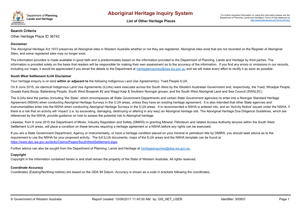 Aboriginal Heritage Inquiry System