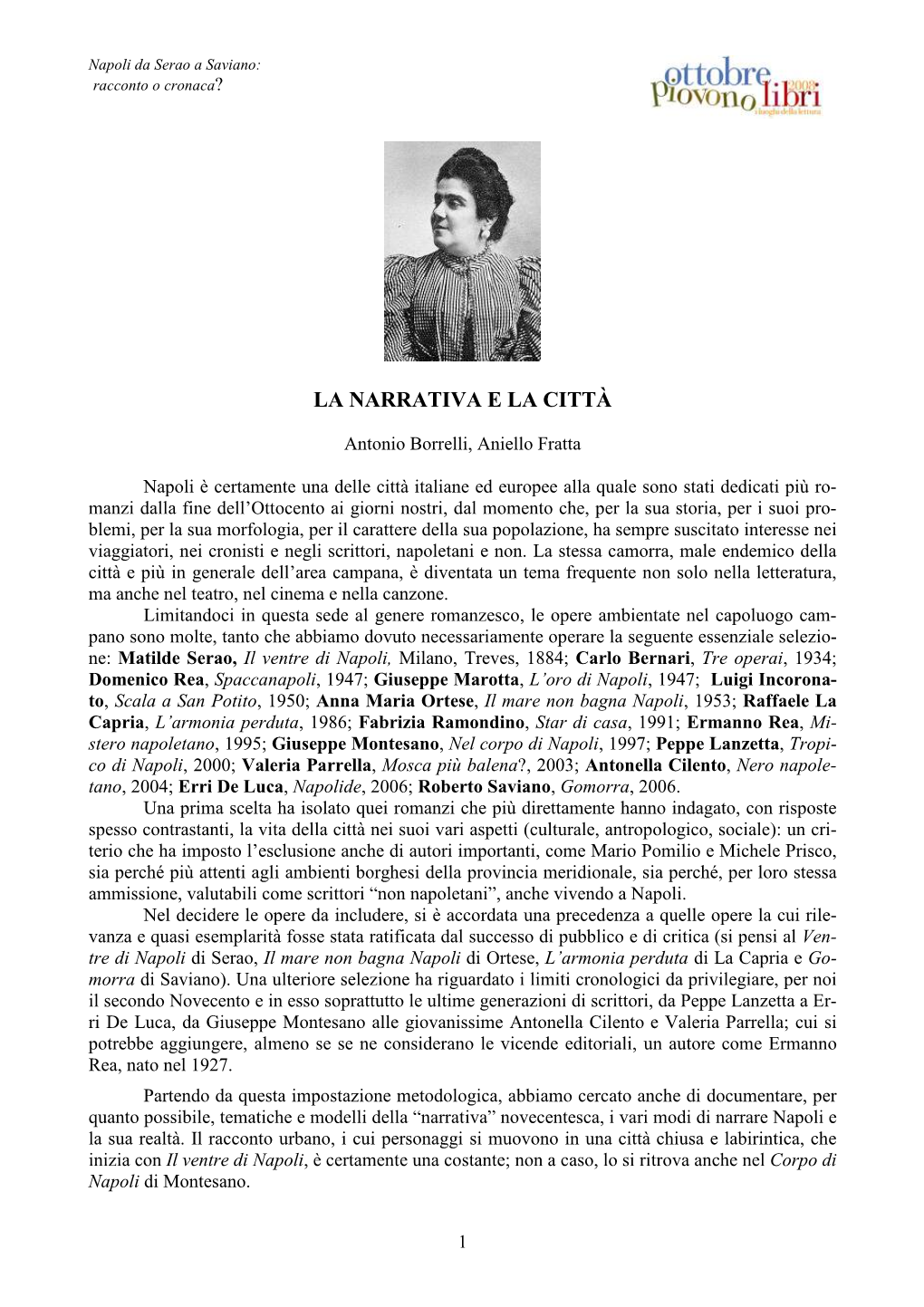 La Narrativa E La Città