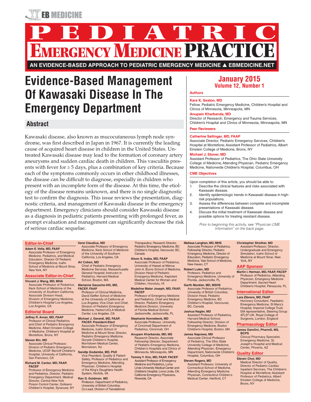 Evidence-Based Management of Kawasaki Disease in the Emergency Department