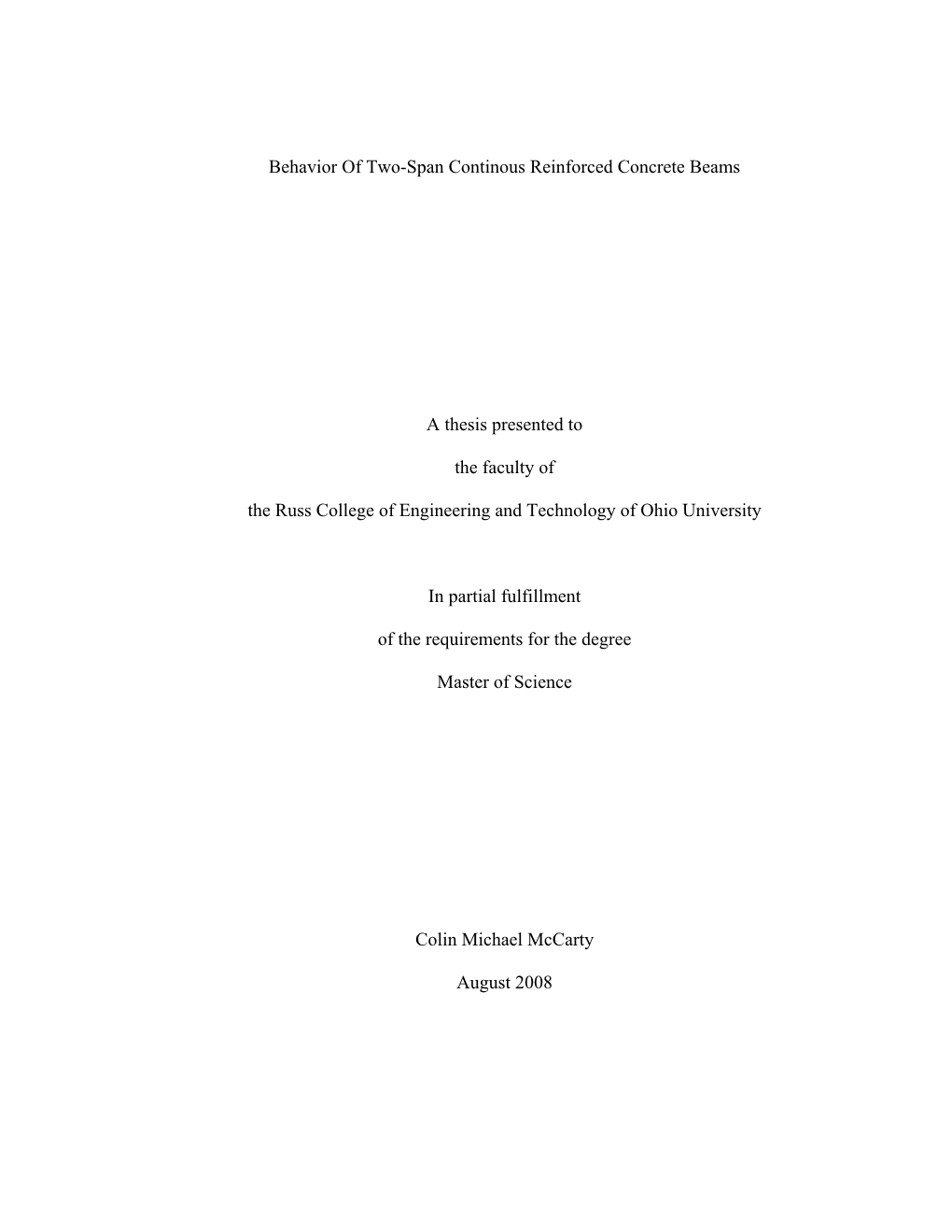 Behavior of Two-Span Continous Reinforced Concrete Beams