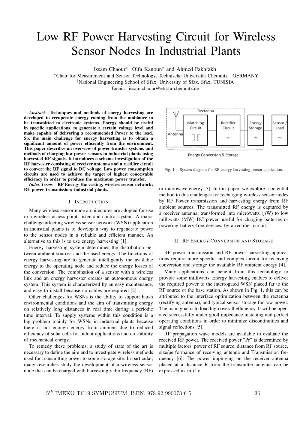 Low RF Power Harvesting Circuit for Wireless Sensor Nodes in Industrial Plants