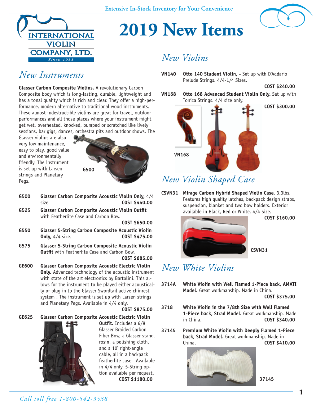 2019 New Items B New Violins New Instruments VN140 Otto 140 Student Violin, - Set up with D’Addario Prelude Strings