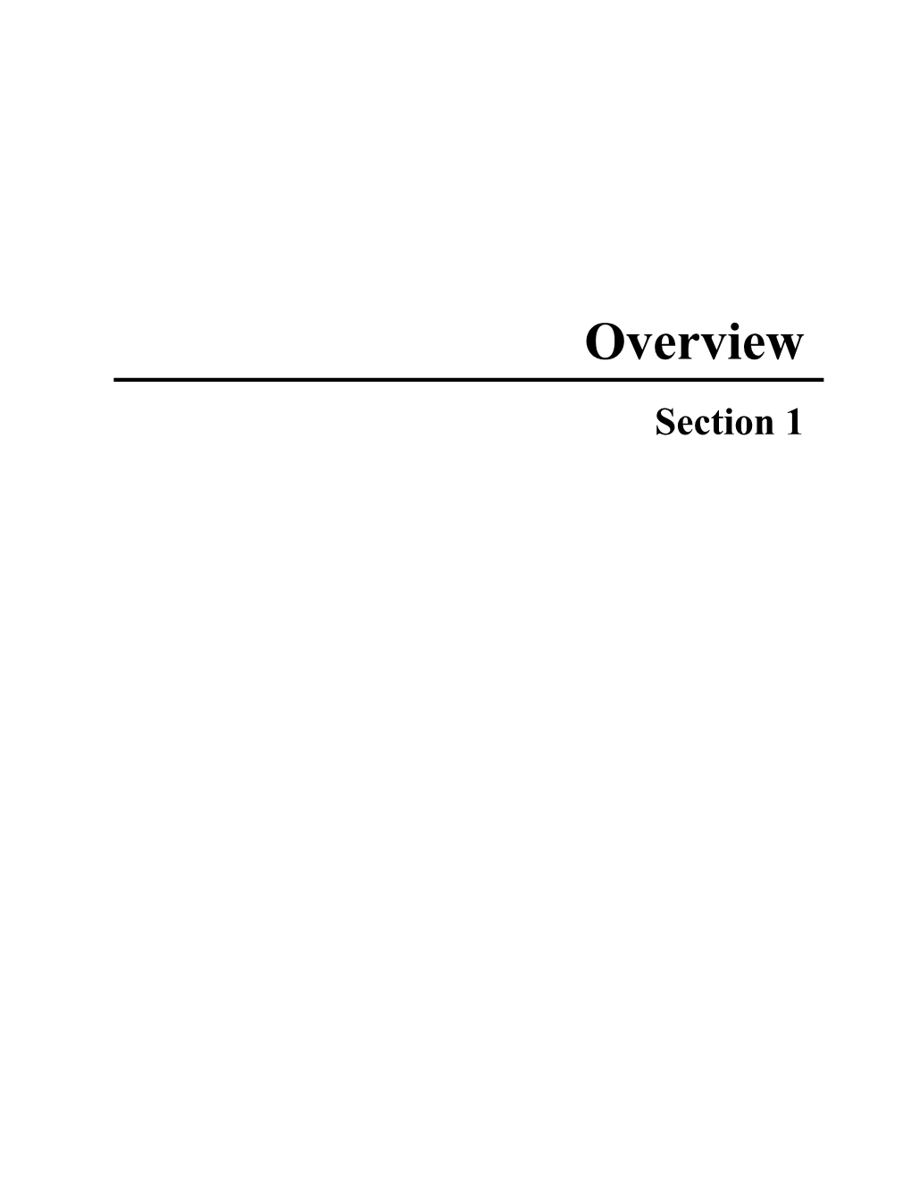 Section 1: Overview