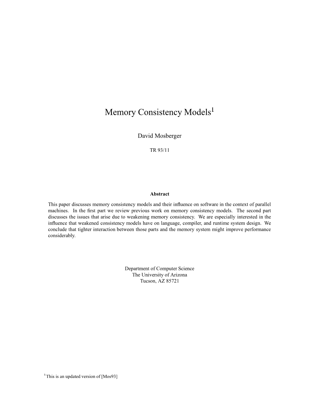 Memory Consistency Models