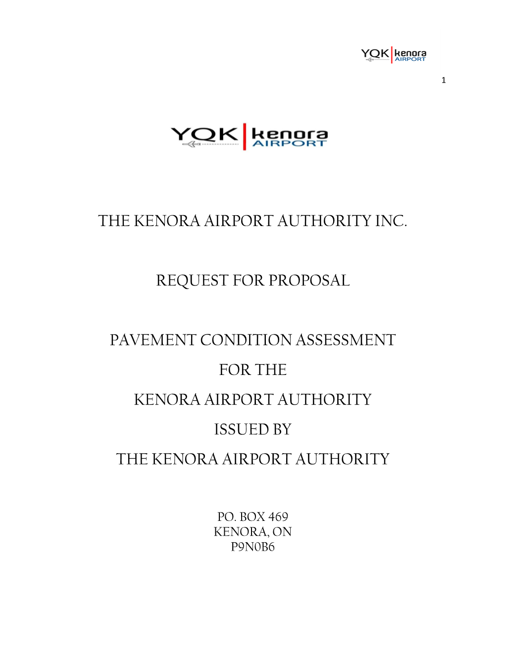 The Kenora Airport Authority Inc. Request For