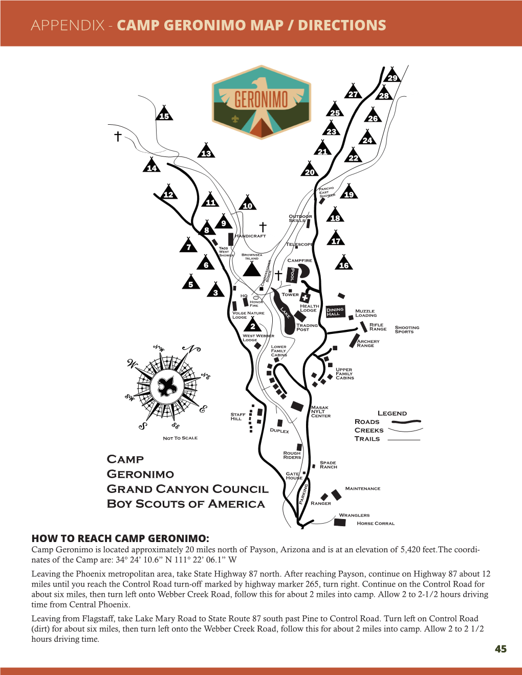 Appendix - Camp Geronimo Map / Directions