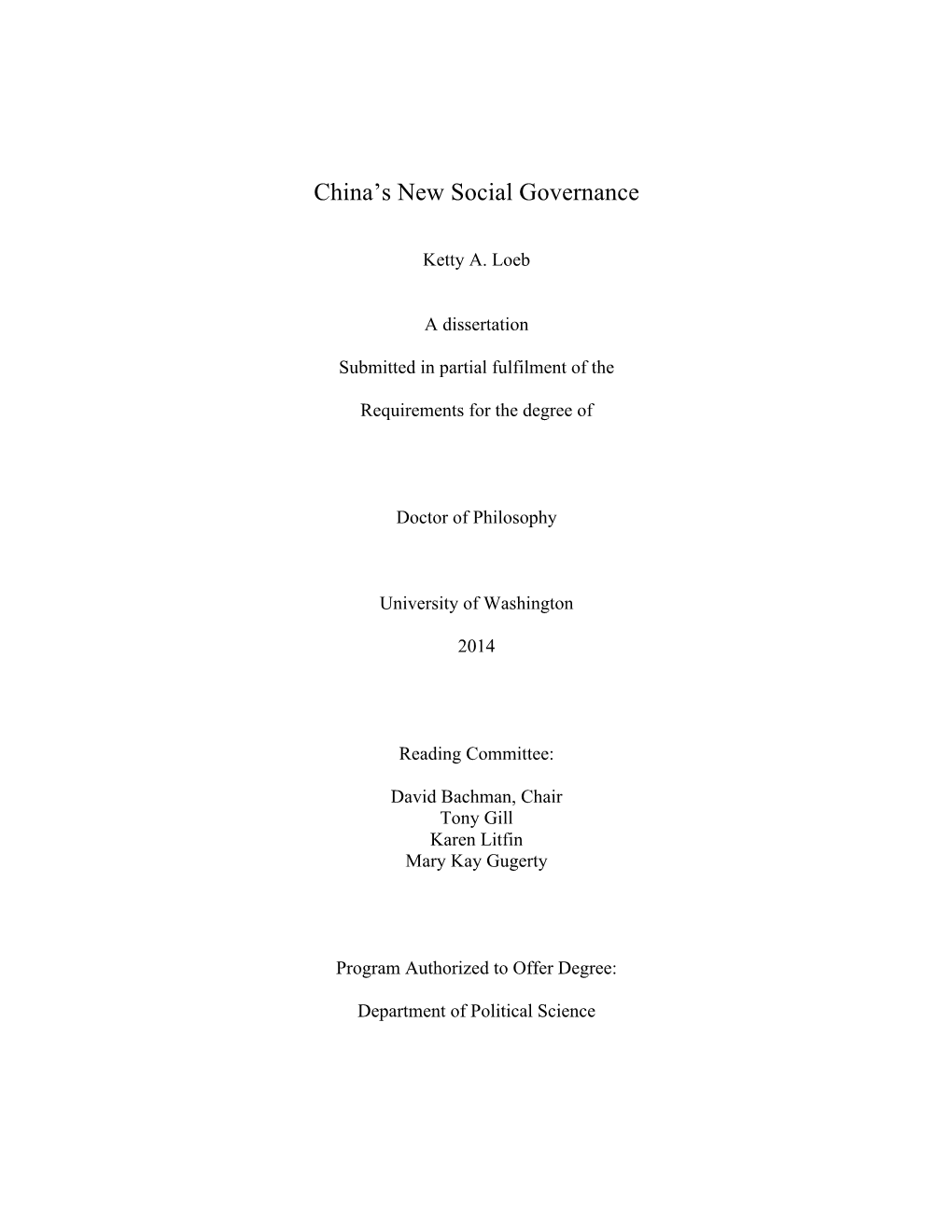 China's New Social Governance