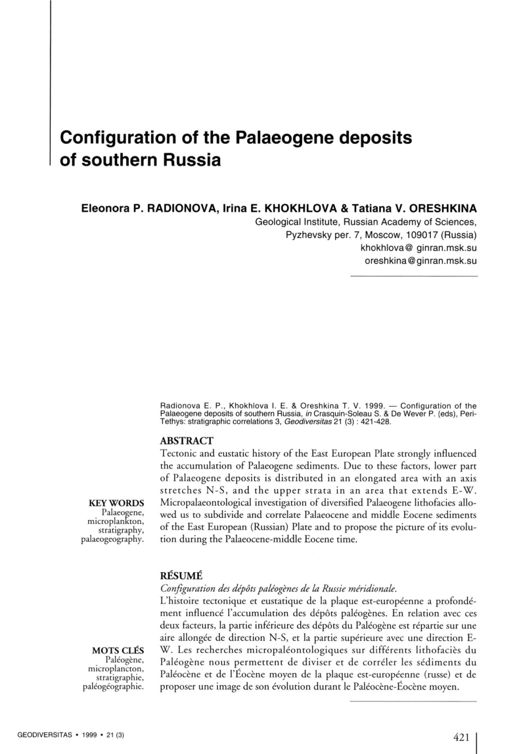 Configuration of the Palaeogene Deposits of Southern Russia