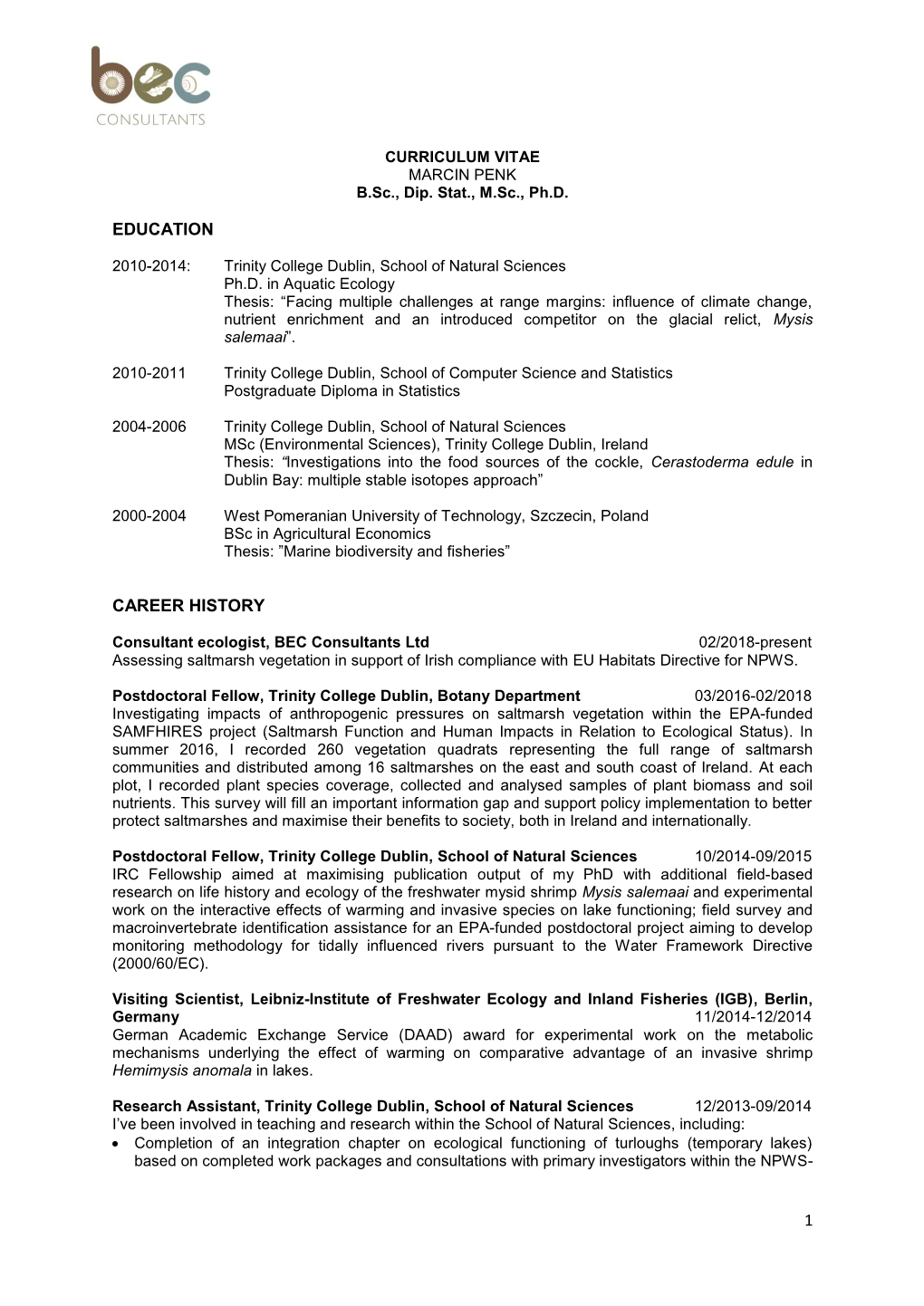 Download Marcin Penk's CV