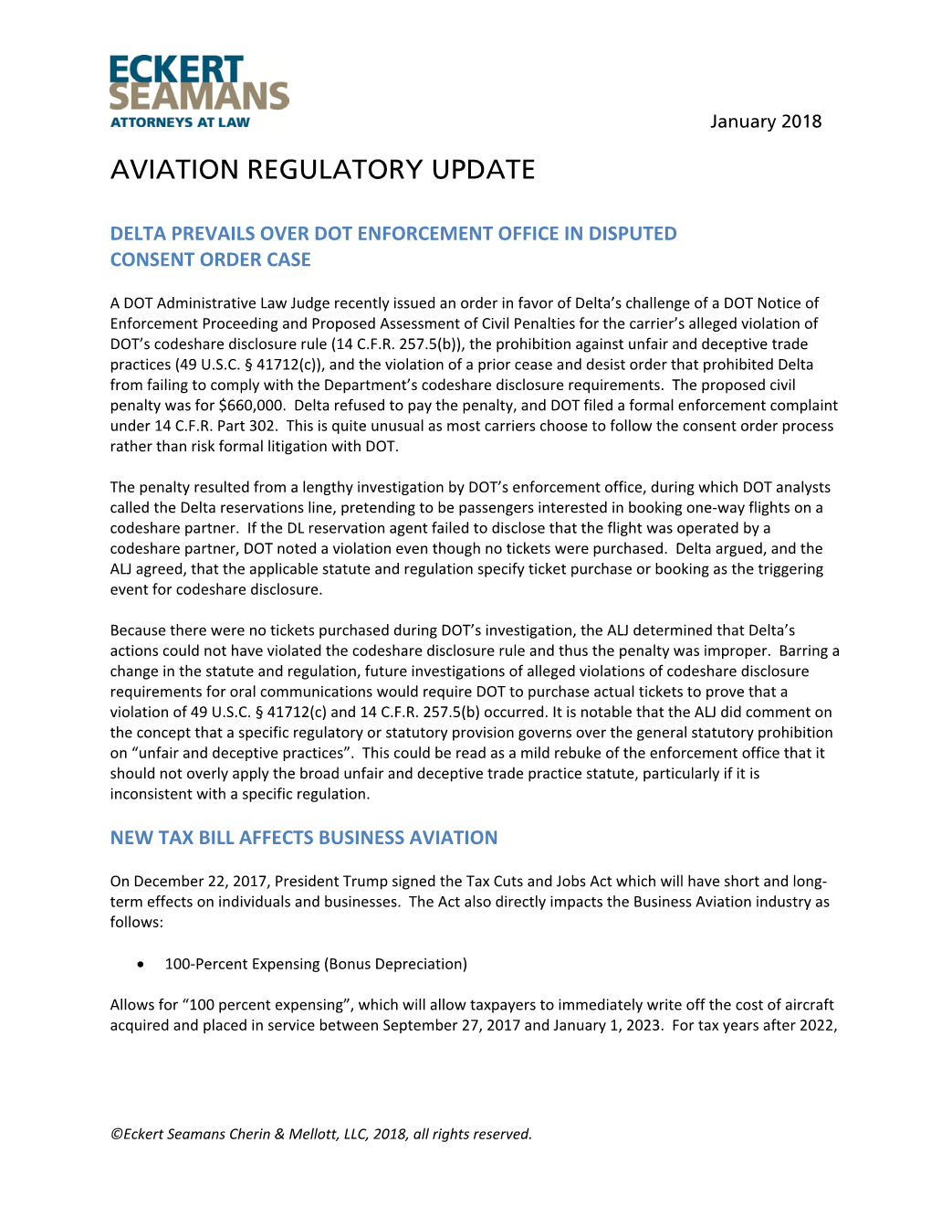 Aviation Regulatory Update Digest