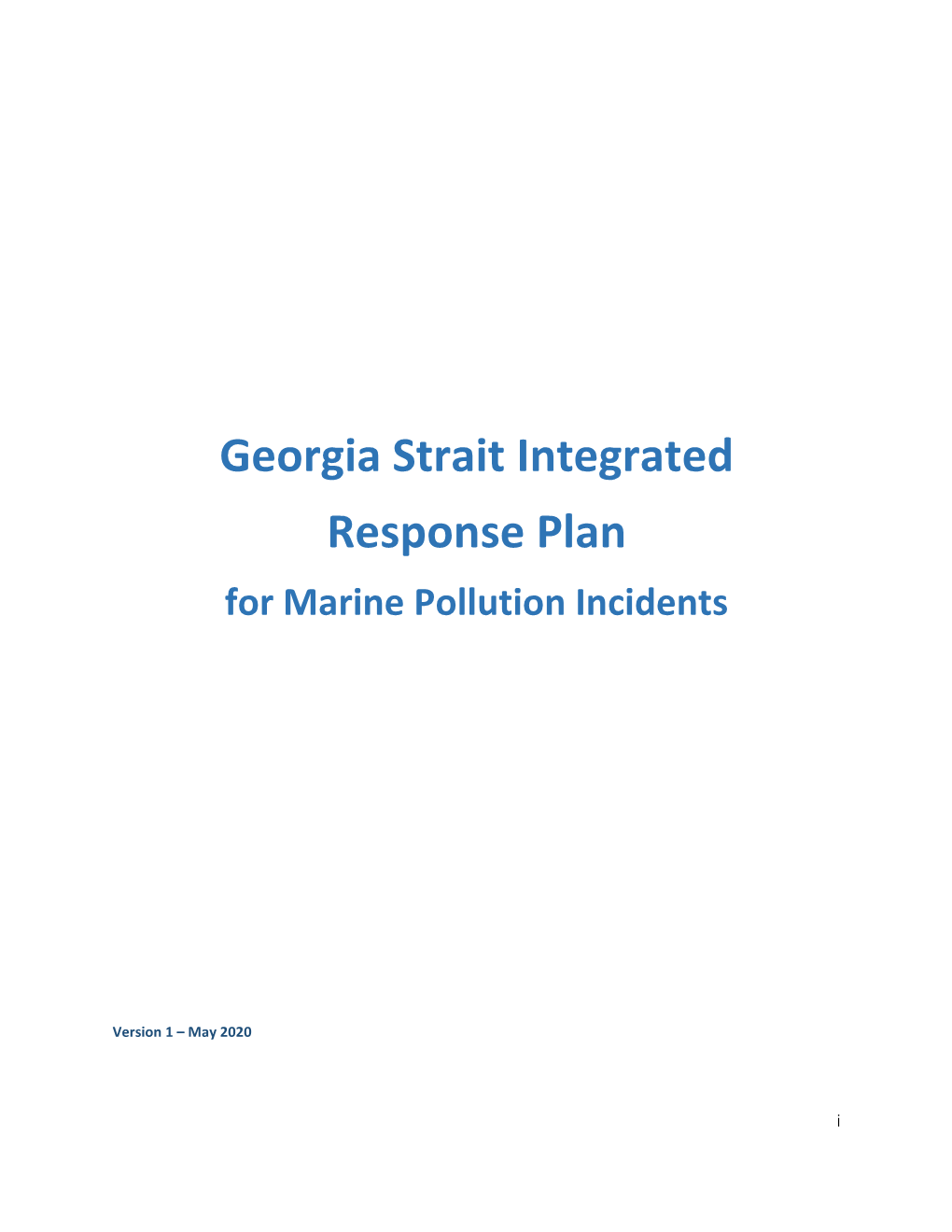 Georgia Strait Integrated Response Plan for Marine Pollution Incidents
