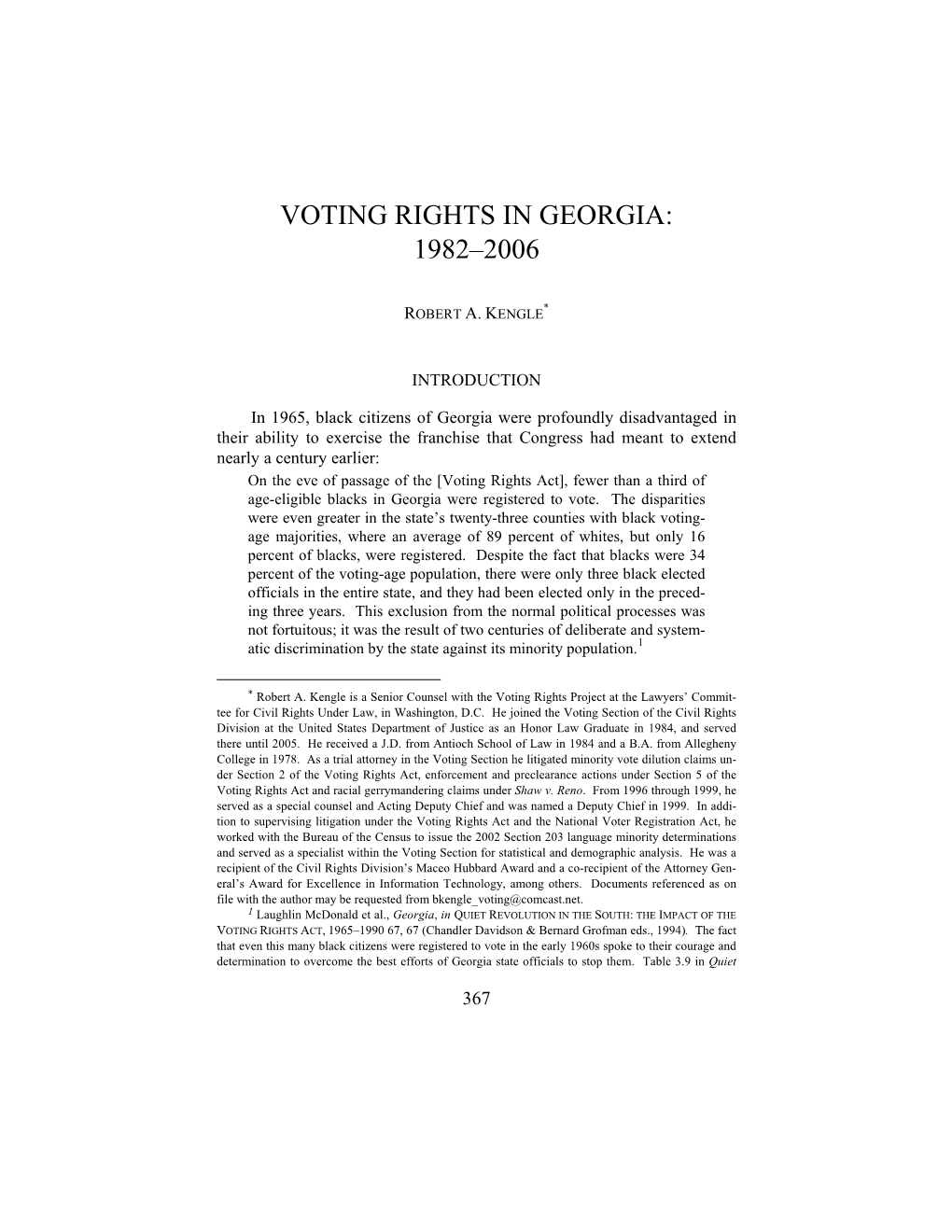 Voting Rights in Georgia: 1982–2006