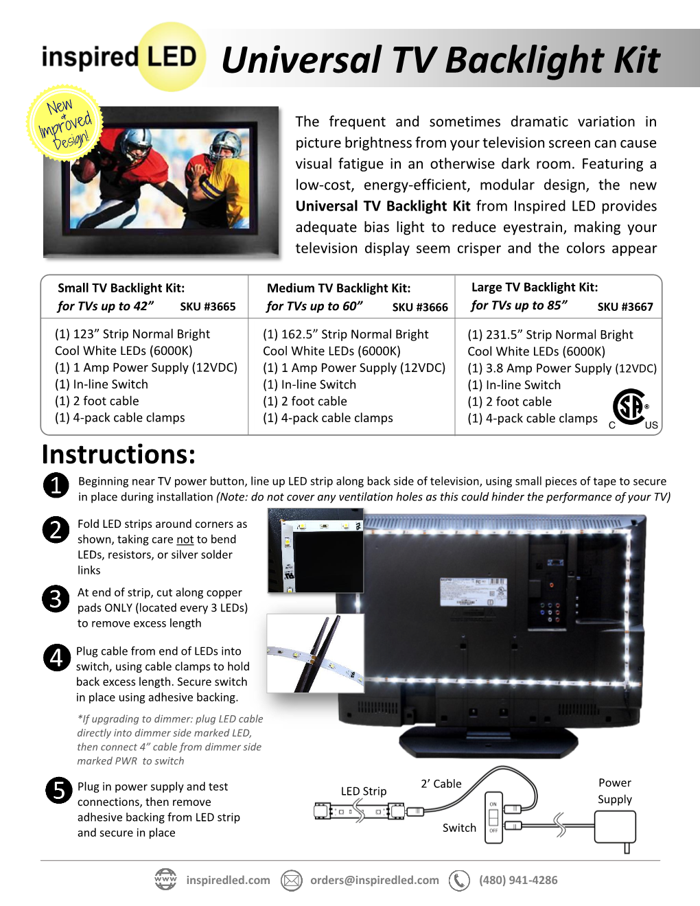 Universal TV Backlight Kit