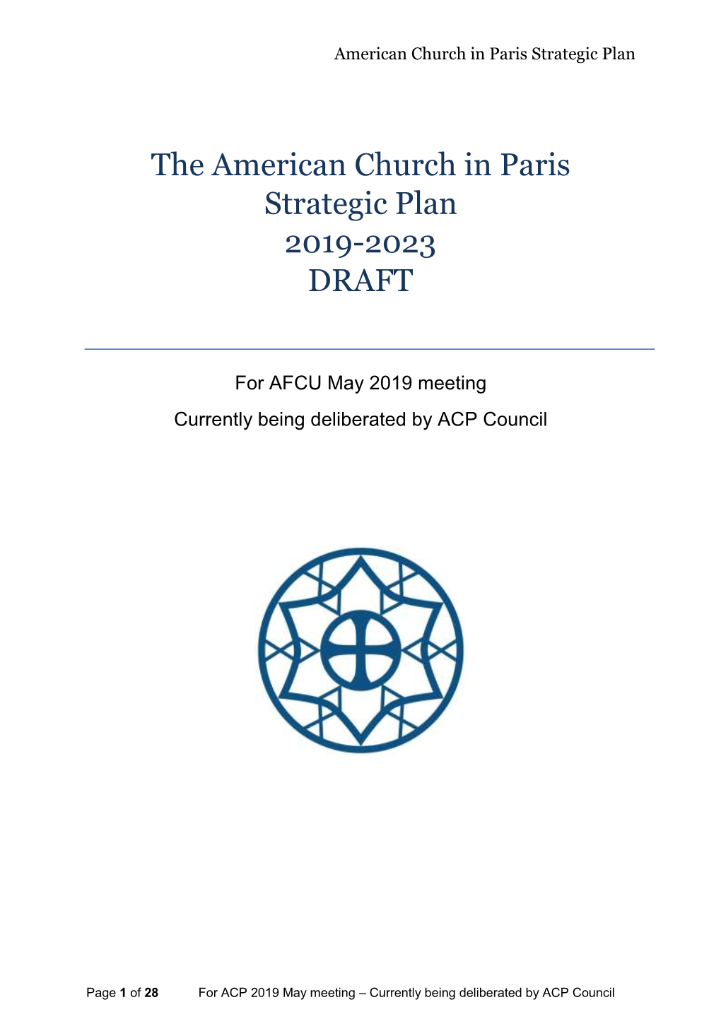The American Church in Paris Strategic Plan 2019-2023 DRAFT
