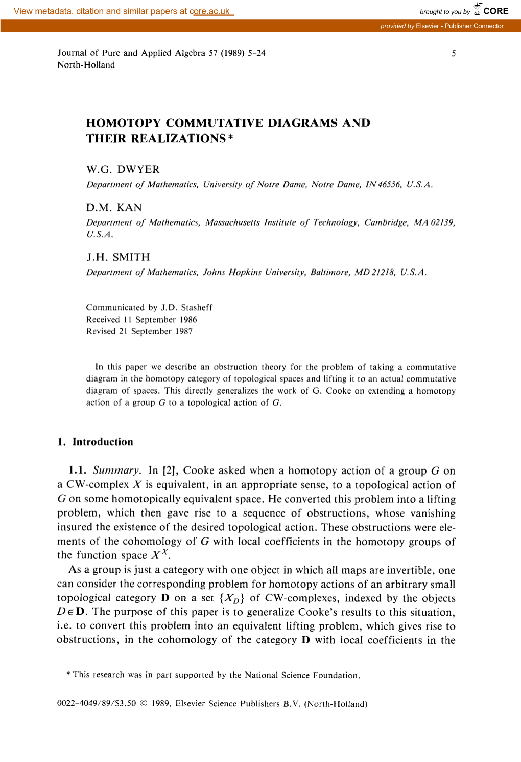 Homotopy Commutative Diagrams and Their Realizations *