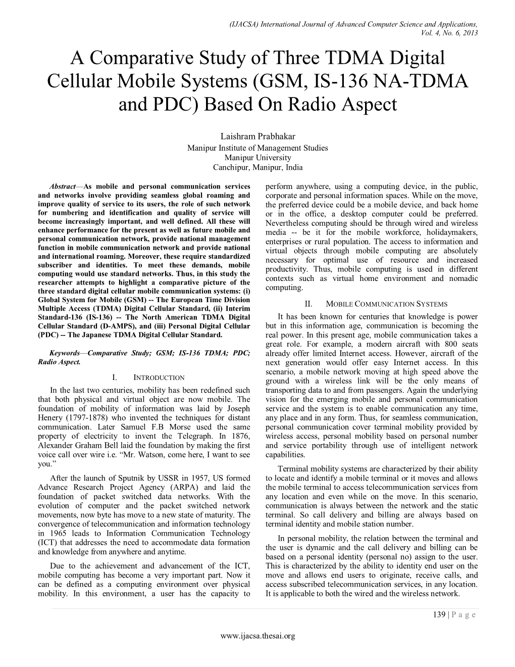 (GSM, IS-136 NA-TDMA and PDC) Based on Radio Aspect