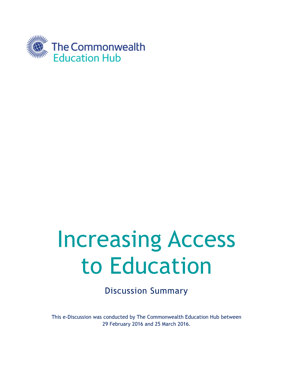 Increasing Access to Education Discussion Summary