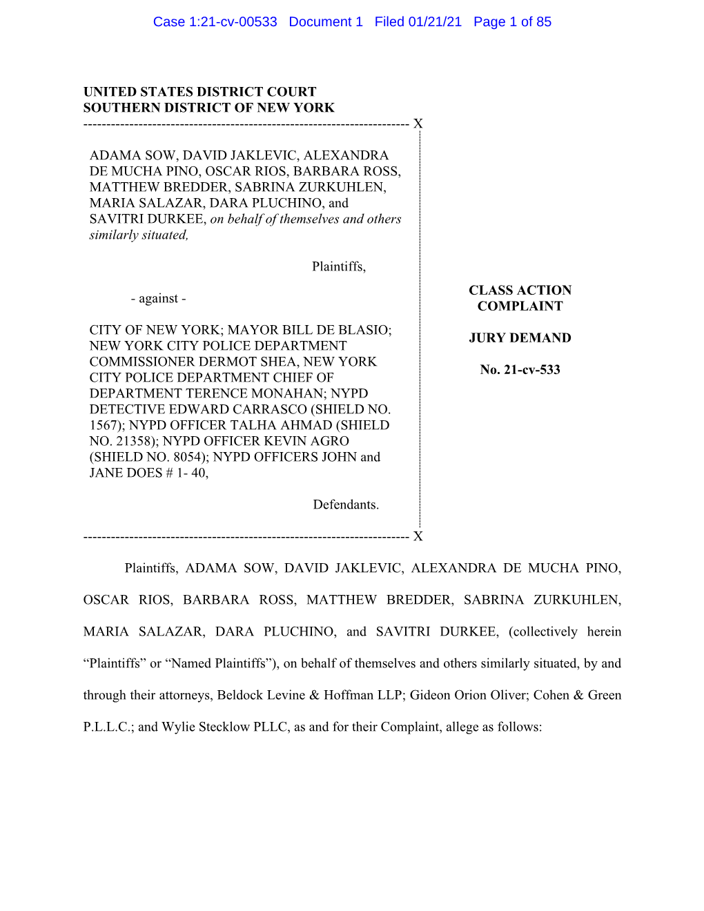 Case 1:21-Cv-00533 Document 1 Filed 01/21/21 Page 1 of 85