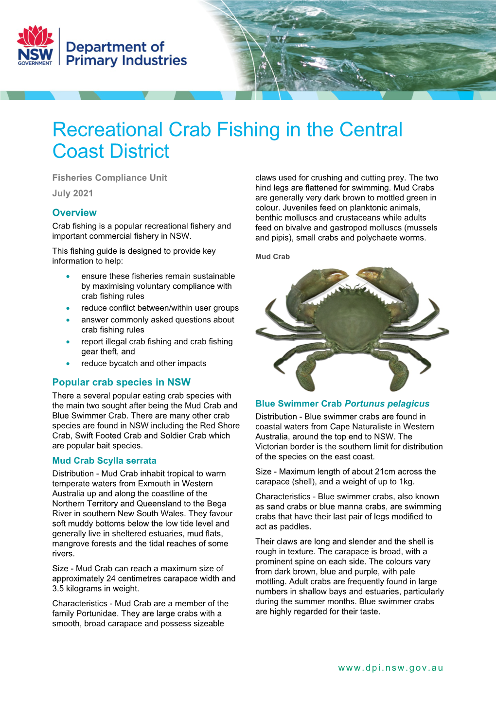 Recreational Crab Fishing in the Central Coast District