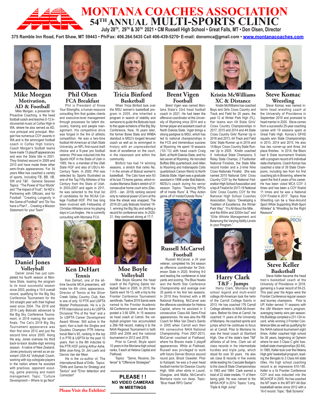 Montana Coaches Association 54Th Annual Multi-Sports Clinic