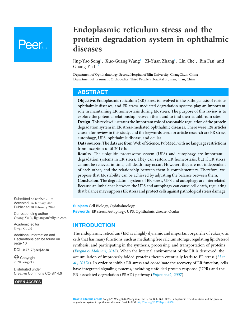 Endoplasmic Reticulum Stress and the Protein Degradation System in Ophthalmic Diseases