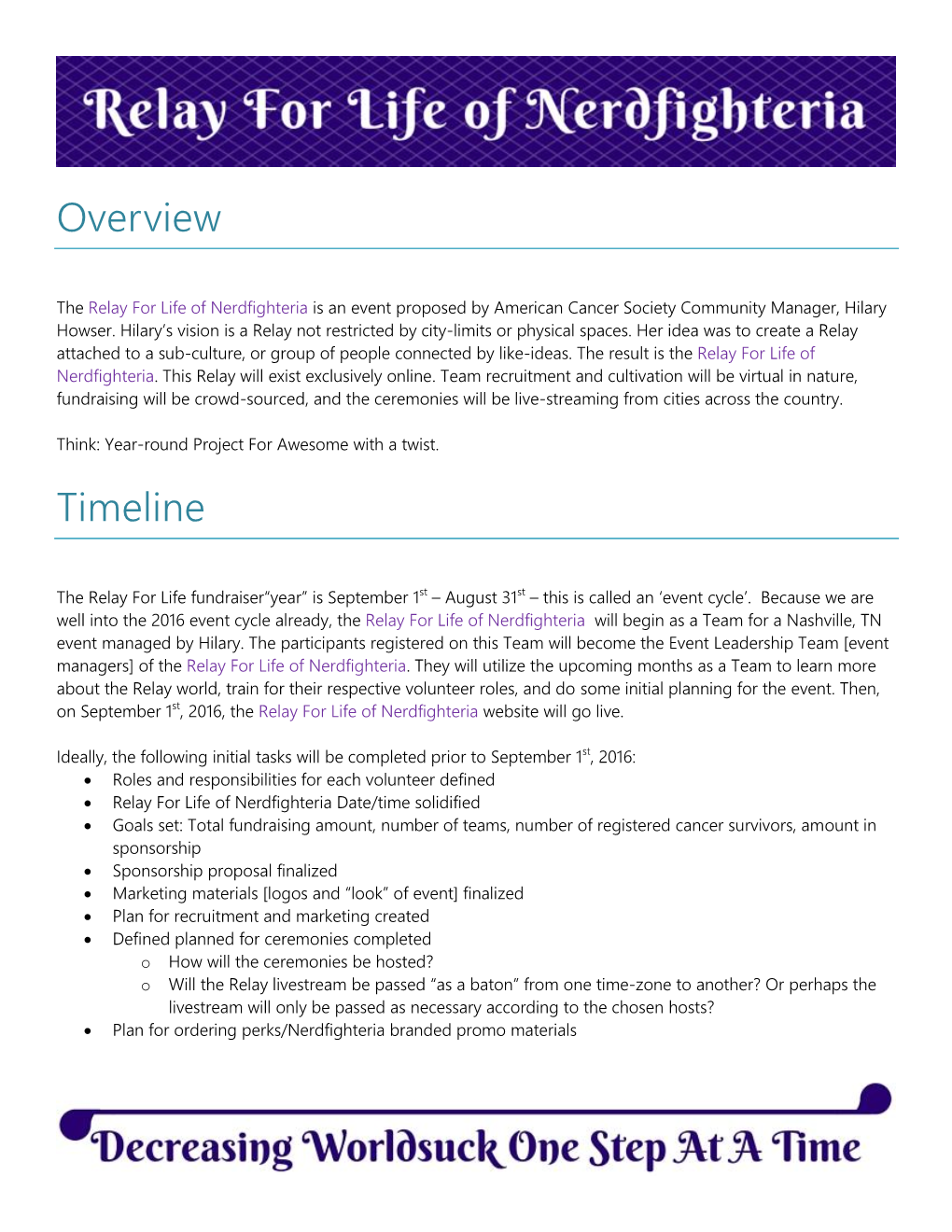 Overview Timeline