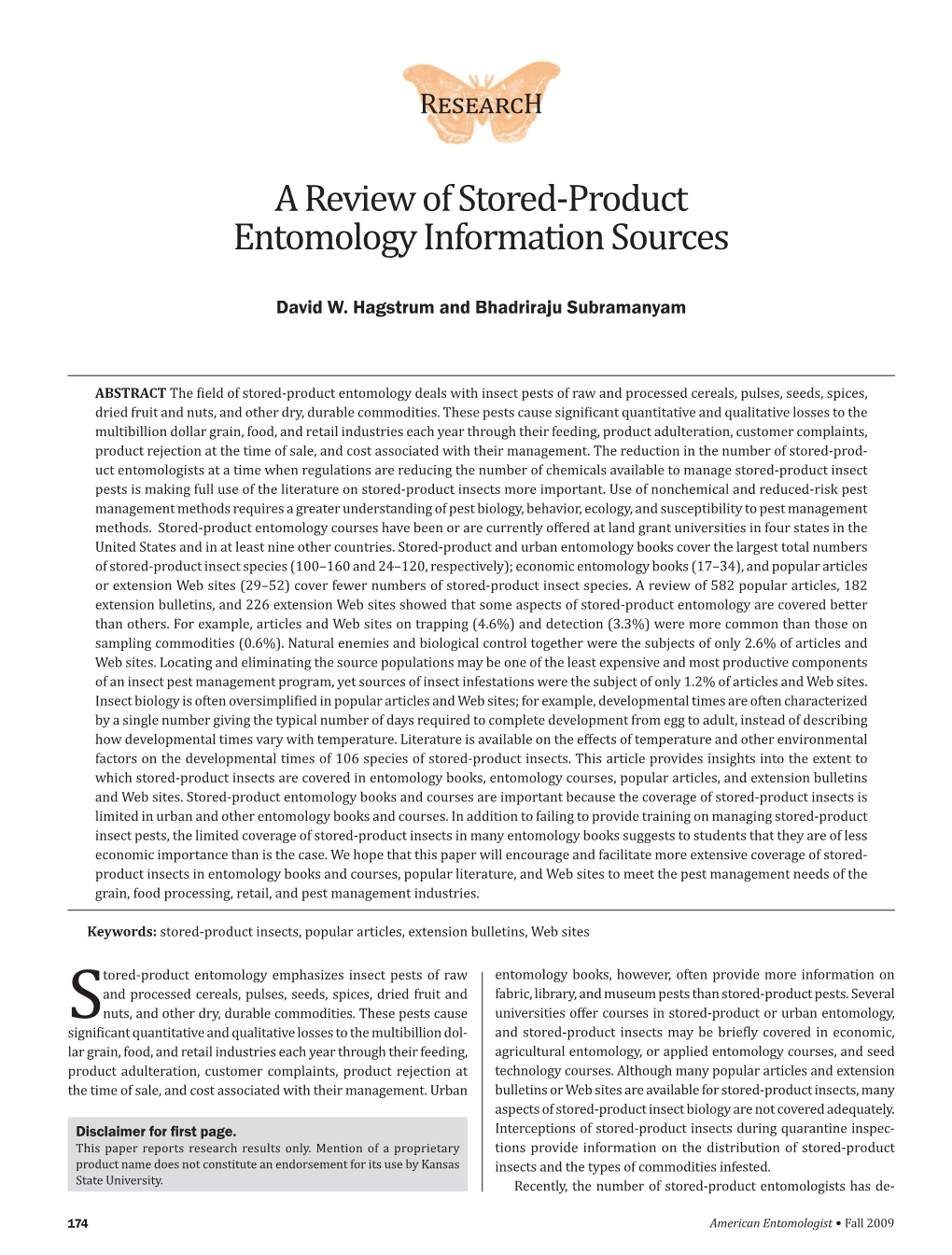 A Review of Stored-Product Entomology Information Sources